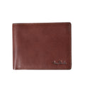 Tony Perotti billfold in Dark Brown Italian vegetable-tanned leather, closed, front view with embossed logo and tonal stitching