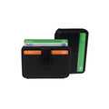 Tony Perotti Furbo EVO STANDARD card holder in Black Italian vegetable-tanned leather, front and back views side by side, cards pushed up