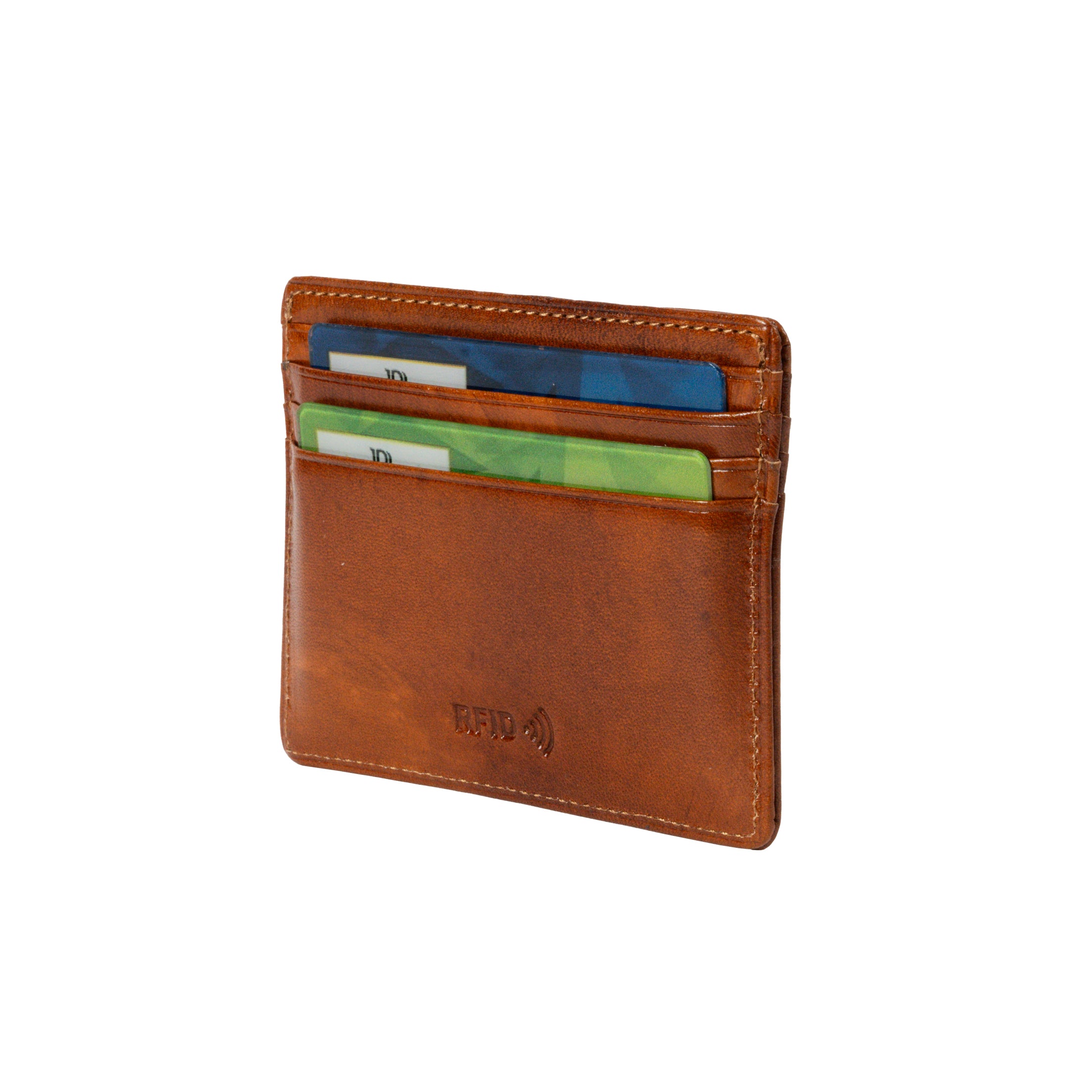 Tony Perotti Van Gogh cognac leather creditcard wallet, front view