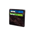 Tony Perotti credit card wallet in Black Van Gogh vegetable-tanned Tuscan leather, standing upright with cards in the slots and RFID mark