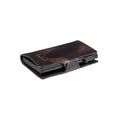 Tony Perotti STANDARD Furbo card holder in Black Van Gogh Italian vegetable-tanned leather, lying flat with press-stud strap, slider and embossed logo