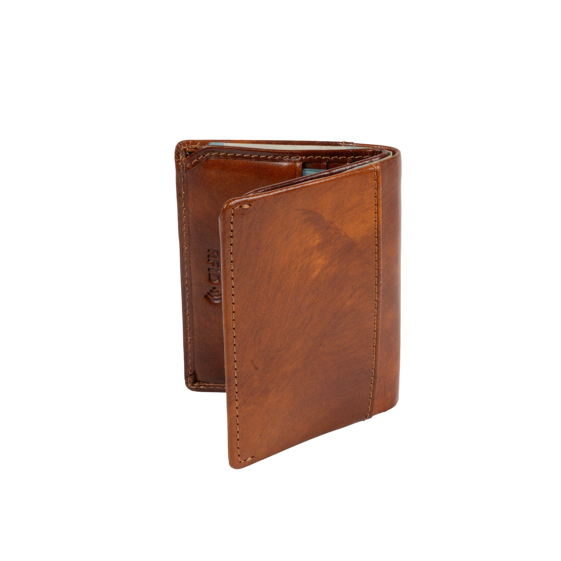 Van Gogh cognac leather wallet interior with banknote pocket