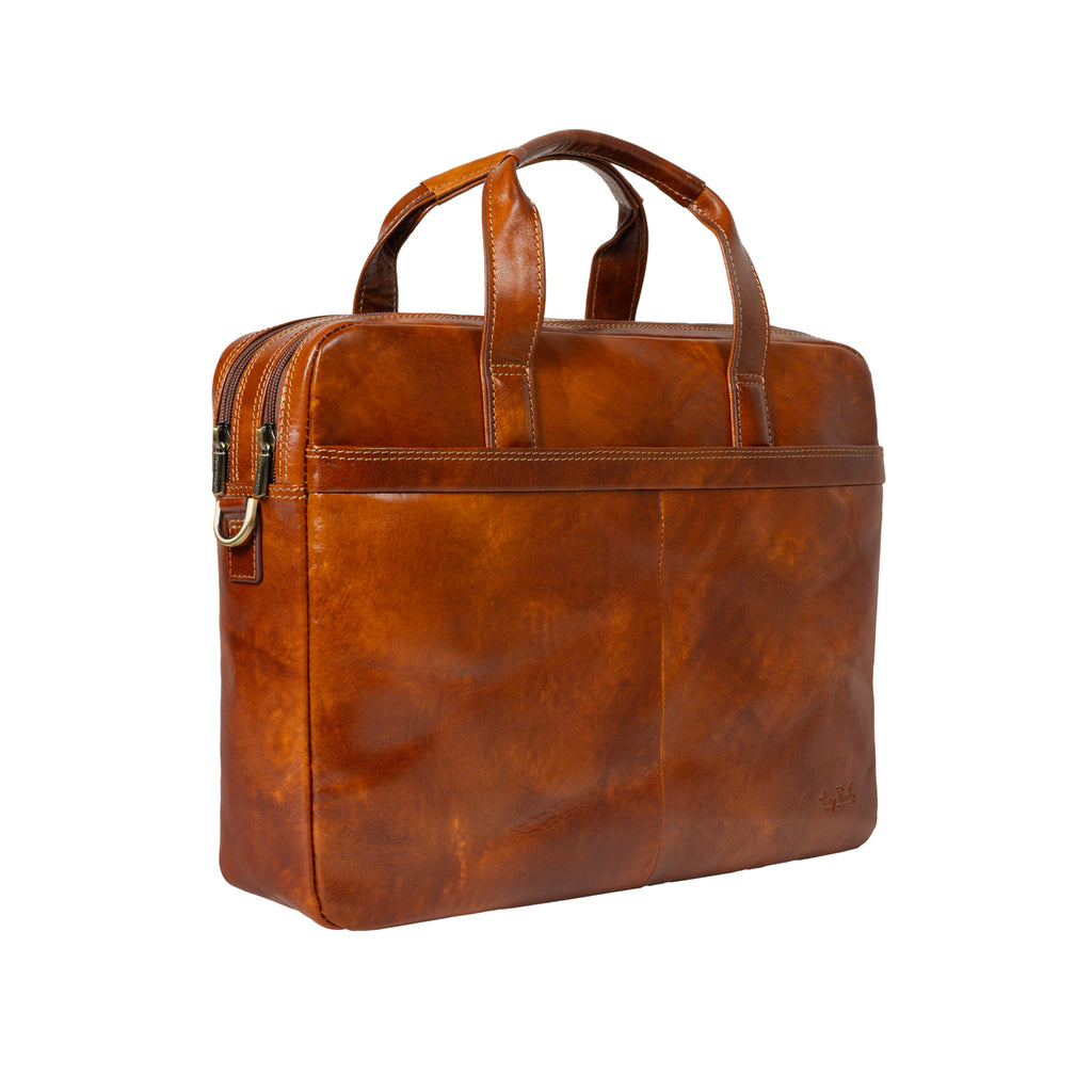 Van Gogh - 2-Compartment Laptop Bag, Cognac