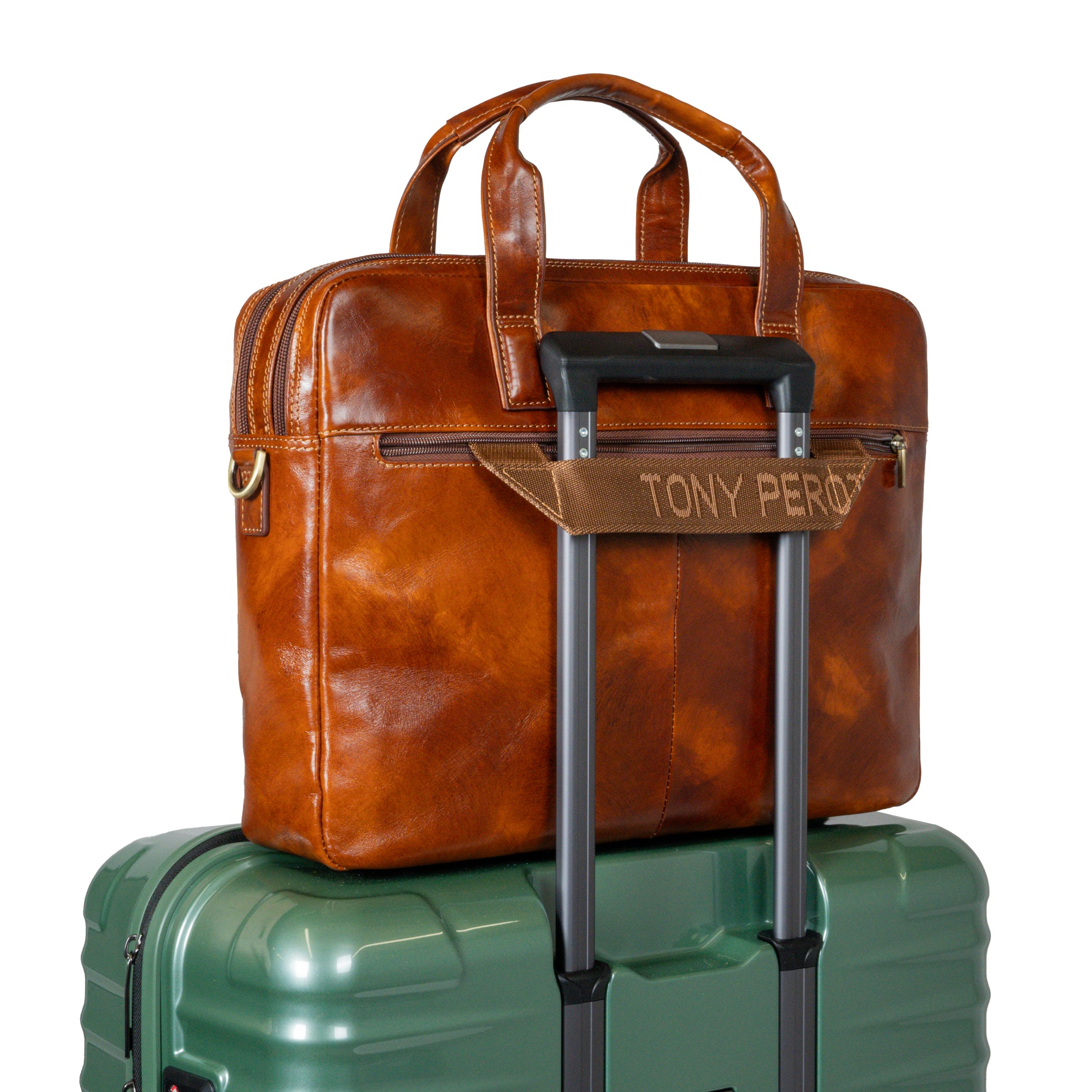 Van Gogh - 2-Compartment Laptop Bag, Cognac