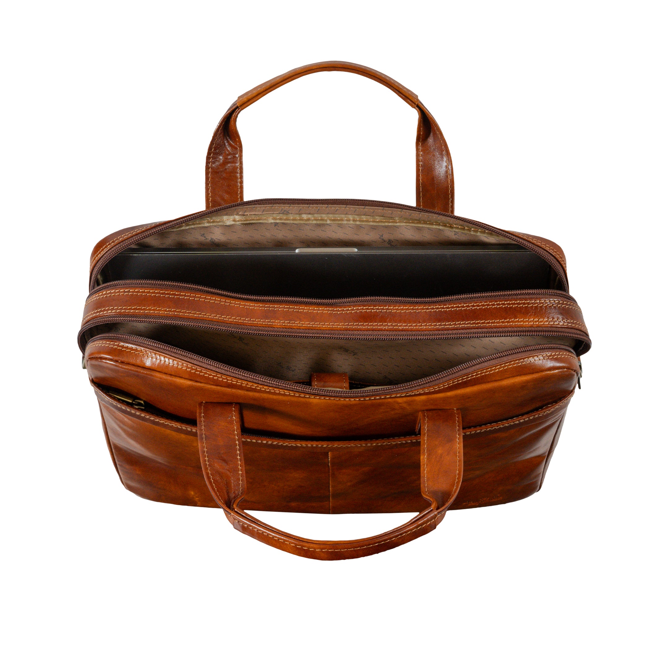 Van Gogh - 2-Compartment Laptop Bag, Cognac