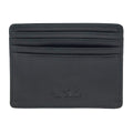 Tony Perotti credit card wallet in Black Italian vegetable-tanned leather, front view showing the card slots and embossed logo