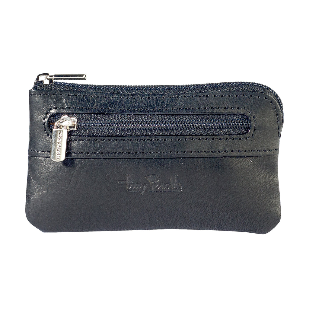 Key pouch with zipper and coin pocket