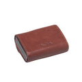 Tony Perotti DOUBLE CLASSIC card holder in Dark Brown Italian vegetable-tanned leather, closed, front view with embossed logo