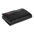 Tony Perotti STANDARD Furbo card holder in Black Italian vegetable-tanned leather, back view with a card in the outer card slot