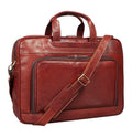 Tony Perotti 2-compartment 42 cm laptop briefcase in Brown Italian vegetable-tanned leather, front with zipped pocket and shoulder strap
